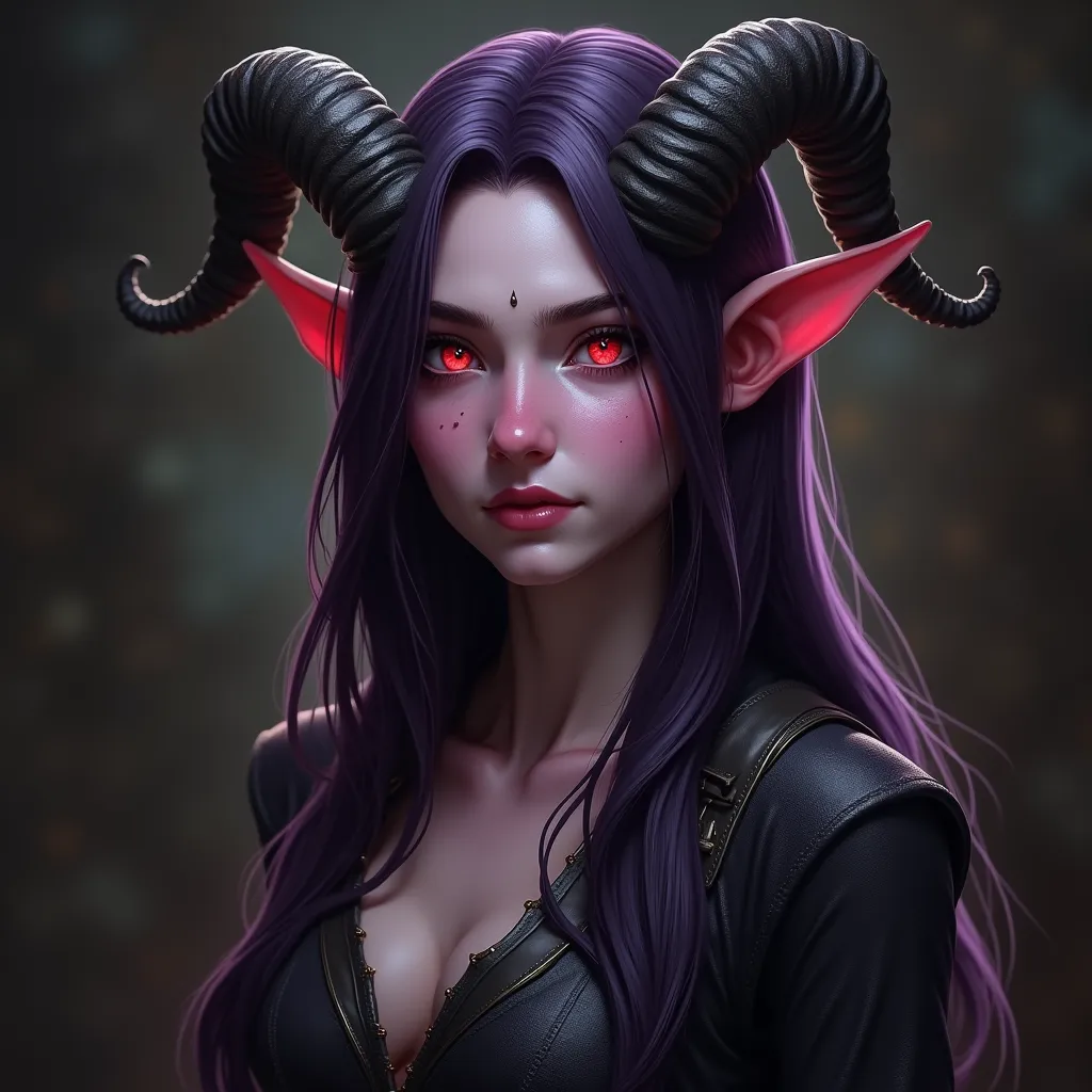 Female Tiefling character with infernal name