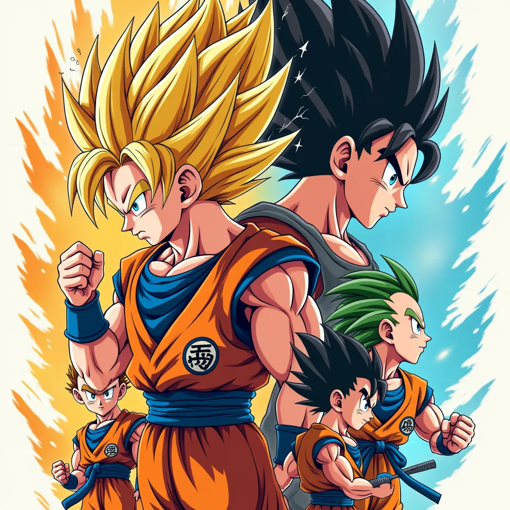 Collage of powerful Saiyan warriors from Dragon Ball Z